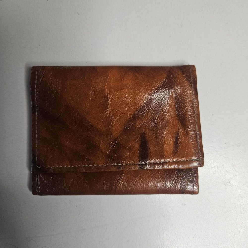 Vintage Winston Florentine Cowhide Leather Trifold Wallet Brown Mens Accessory
